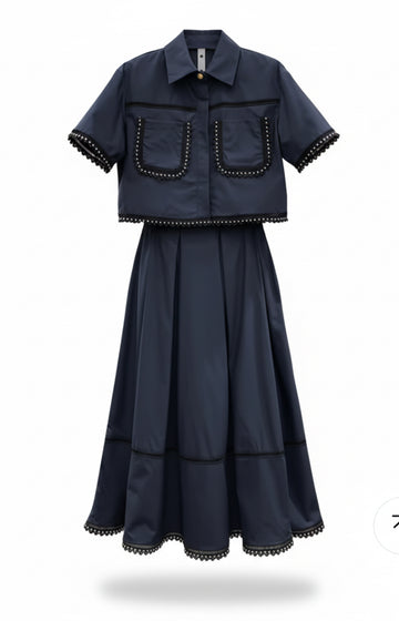 Navy  Set Skirt and Top